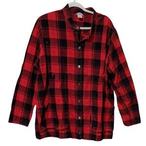 Duluth Trading Co Flapjack cotton flannel shirt jacket shacket buffalo check XL